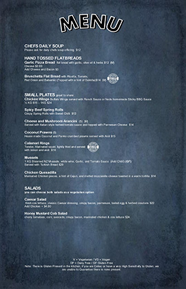 Small Plates menu