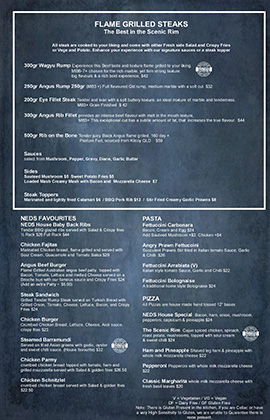 Steak & Pasta Menu